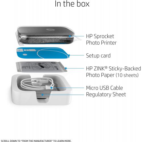 에이치피 [아마존베스트]HP Sprocket Portable Photo Printer, Print Social Media Photos on 2x3 Sticky-Backed Paper - Black (X7N08A)