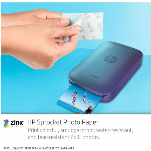 에이치피 [아마존베스트]HP Sprocket Portable Photo Printer, Print Social Media Photos on 2x3 Sticky-Backed Paper - Blue (Z9L26A)