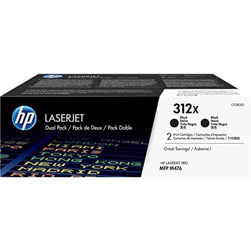 에이치피 HP 312X (CF380X) Black Toner Cartridge High Yield, 2 Toner Cartridges(CF380XD)