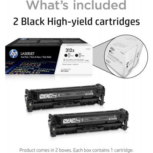 에이치피 HP 312X (CF380X) Black Toner Cartridge High Yield, 2 Toner Cartridges(CF380XD)