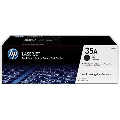 에이치피 HP 35A (CB435A) Black Toner Cartridge, 2 Toner Cartridges (CB435D)