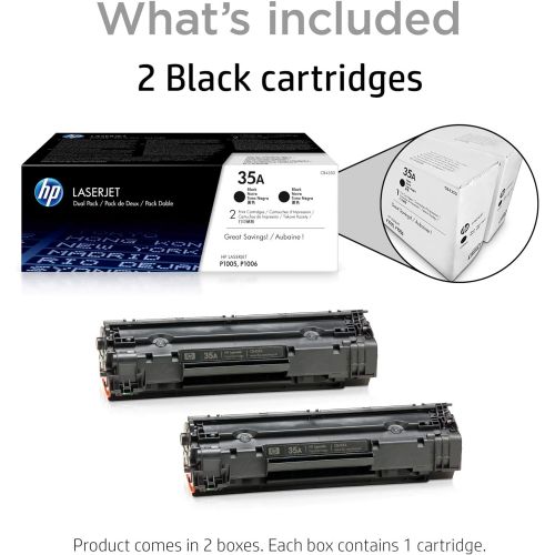 에이치피 HP 35A (CB435A) Black Toner Cartridge, 2 Toner Cartridges (CB435D)