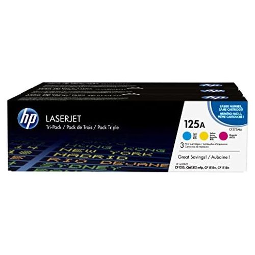 에이치피 HP 125A (CE259A) Cyan, Magenta & Yellow Original Toner Cartridges, 3 Cartridges