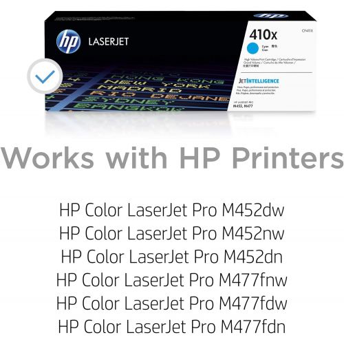 에이치피 HP 410X (CF411X) Toner Cartridge, Cyan High Yield for HP Color Laserjet Pro M452dn M452dw M452nw MFP M377dw MFP M477fdn MFP M477fdw MFP M477fnw