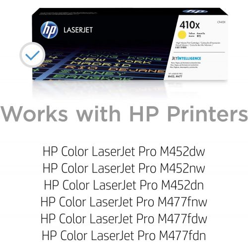 에이치피 HP 410X (CF412X) Toner Cartridge, Yellow High Yield for HP Color Laserjet Pro M452dn M452dw M452nw MFP M377dw MFP M477fdn MFP M477fdw MFP M477fnw