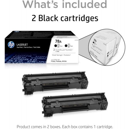 에이치피 HP 78A (CE278A) Black Toner Cartridge, 2 Toner Cartridges (CE278D)