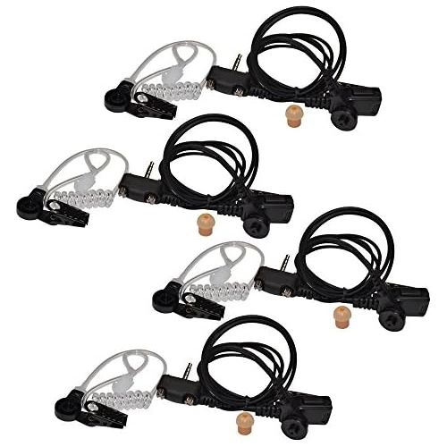  HQRP 4-Pack Acoustic Tube Earpiece Headset PTT Mic for Vertex Standard VX-231, VX-298, VX-350 + HQRP UV Meter