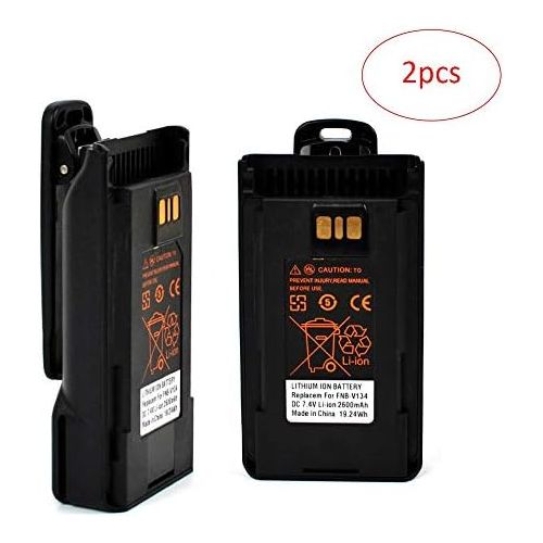  HYS FNB-V134LI 2600mAh High Capacity Li-Ion Rechargeable Battery with Belt Clip For YAESU &Vertex Standard VX-450 VX-451 VX-454 VX-459 EVX-530 EVX-531 EVX-534 EVX-539 VX261 Radio 2