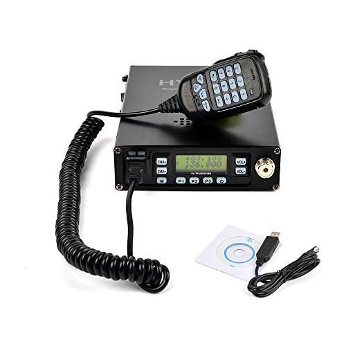  Dual Band 25Watt Dual Band Ham Radio HYS Mobile Transceiver Vehicle Radio Built-in 12000mAh Battery Dual-PTT MIC Backpackable Portable Amateur Radio with Programming Cable and Soft