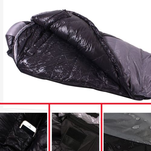  Hewolf Portable Outdoor Winter Sleeping Bag for Adults Duck Down Filler 800g Comfort Temp from -10 to 0 Degree Grey