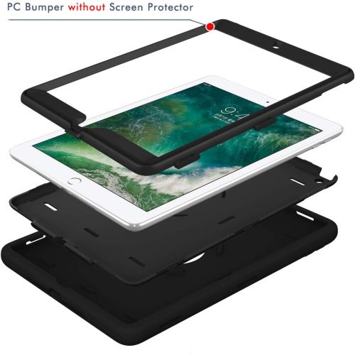  [아마존베스트]Hocase iPad 5th/6th Generation Case, iPad 9.7 2018/2017 Case, High-Impact Shock Absorbent Dual Layer Silicone+Hard PC Bumper Protective Case for iPad A1893/A1954/A1822/A1823 - Blac