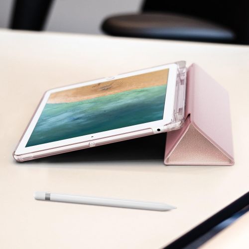  [아마존베스트]INFILAND Infiland iPad 9.7 2018 Case with Apple Pencil Holder, Stand Case with Translucent Frosted Back Smart Cover Compatible with Apple iPad 9.7inch (6th Gen) 2018 Release, Rose-Gold