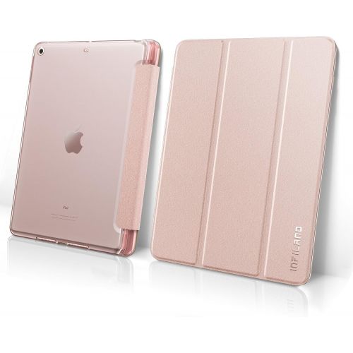  [아마존베스트]INFILAND Infiland iPad 9.7 2018 Case with Apple Pencil Holder, Stand Case with Translucent Frosted Back Smart Cover Compatible with Apple iPad 9.7inch (6th Gen) 2018 Release, Rose-Gold