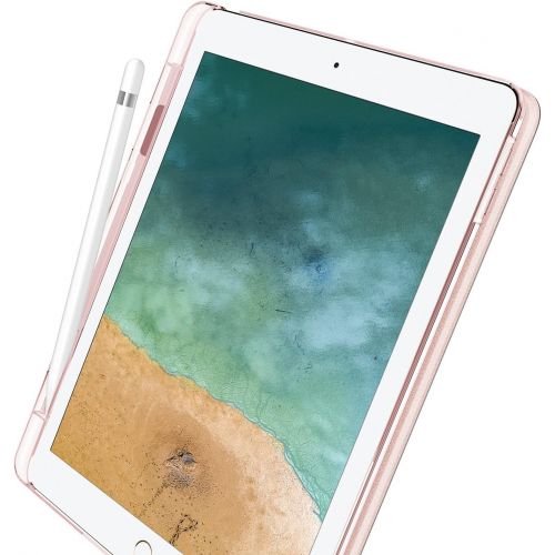  [아마존베스트]INFILAND Infiland iPad 9.7 2018 Case with Apple Pencil Holder, Stand Case with Translucent Frosted Back Smart Cover Compatible with Apple iPad 9.7inch (6th Gen) 2018 Release, Rose-Gold