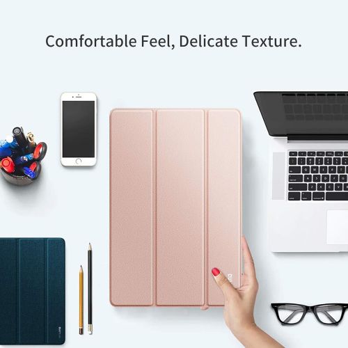  [아마존베스트]INFILAND Infiland Case for iPad Air 3rd Generation 2019 / iPad Pro 10.5 2017, Translucent Frosted Back Smart Cover Case with Apple Pencil Holder,Rose Gold