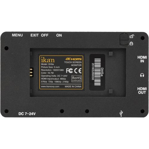  Ikan 5 4K Support HDMI On-Camera Field Monitor with Touch Screen, Black (DH5e)