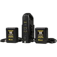 Ikan Dual Charger & 2X 98Wh Battery Kit (Gold-Mount), Black (C-2KIT-98A)