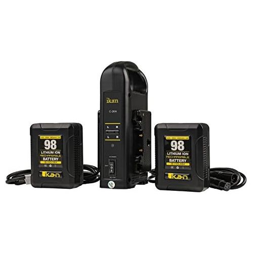  Ikan Dual Charger & 2X 98Wh Battery Kit (Gold-Mount), Black (C-2KIT-98A)