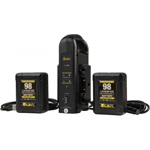  Ikan Dual Charger & 2X 98Wh Battery Kit (Gold-Mount), Black (C-2KIT-98A)