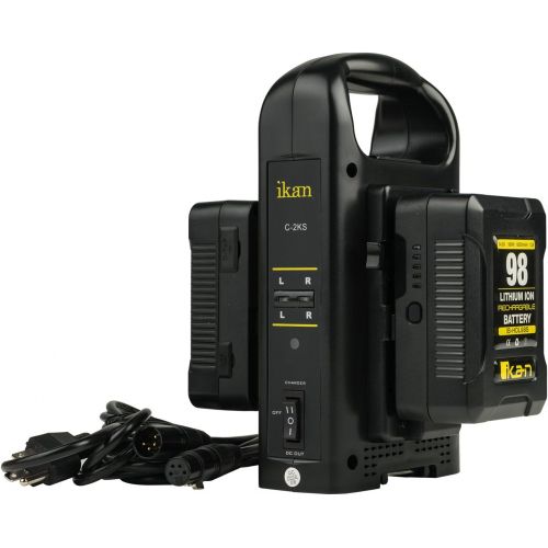  Ikan Dual Charger & 2X 98Wh Battery Kit (Gold-Mount), Black (C-2KIT-98A)