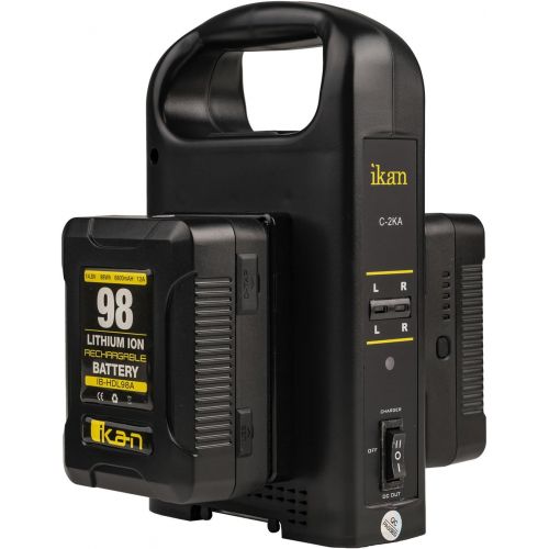  Ikan Dual Charger & 2X 98Wh Battery Kit (Gold-Mount), Black (C-2KIT-98A)