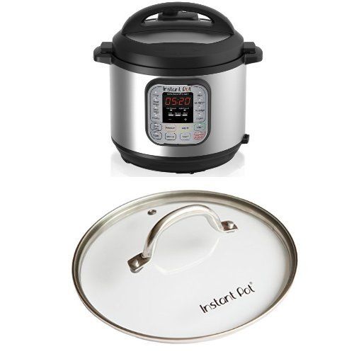  Instant Pot IP-DUO60 7-in-1 Multi-Functional Pressure Cooker, 6Qt1000W with Instant Pot Tempered Glass Lid