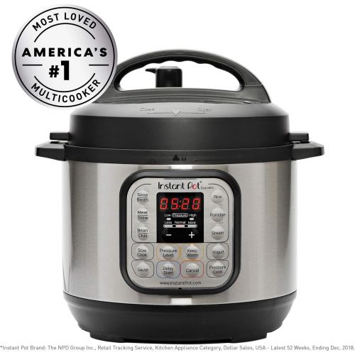  Instant Pot IP-DUO60 7-in-1 Multi-Functional Pressure Cooker, 6Qt1000W with Instant Pot Tempered Glass Lid