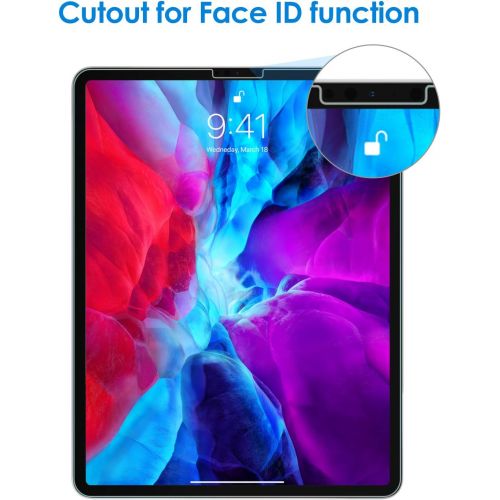  [아마존베스트]JETech Screen Protector for iPad Pro 12.9-Inch (3rd Generation 2018 Model, Edge to Edge Liquid Retina Display), Face ID Compatible, Tempered Glass Film