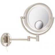 Visit the Jerdon Store Jerdon HL8515N Lighted Wall Mount Makeup Mirror with 7x and 15x Magnification, Nickel Finish, 8.5