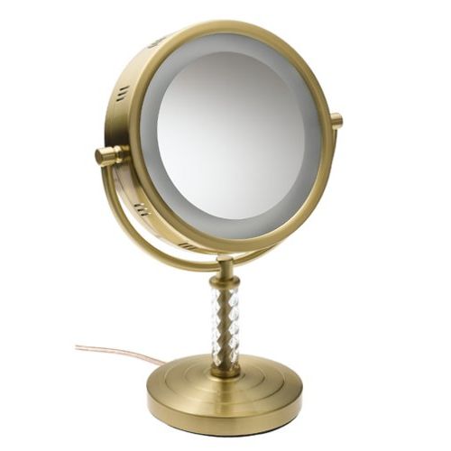  Visit the Jerdon Store Jerdon HL856BC 8-Inch Halo Lighted Vanity Mirror with 6x Magnification, Brushed Brass Finish