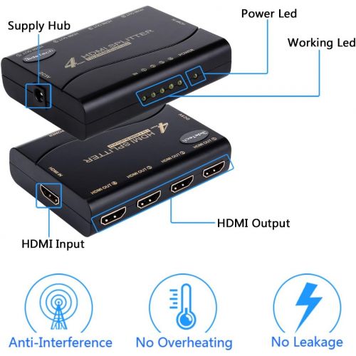  JideTech 8-Port HDMI Splitter Support 4K x 2K and Full HD 1080P & 3D Support