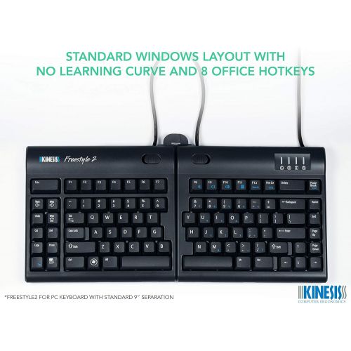  KINESIS Kinesis Freestyle2 Ergonomic Keyboard w VIP3 Lifters for PC (9 Separation)