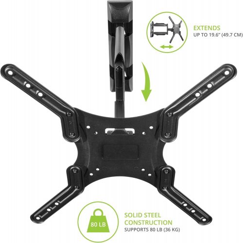  Kanto M300 Full Motion TV Mount  for 26-inch to 55-inch Television Sets  Accessible Tilt Mechanism with 135° Swivel Function  Solid Steel Construction