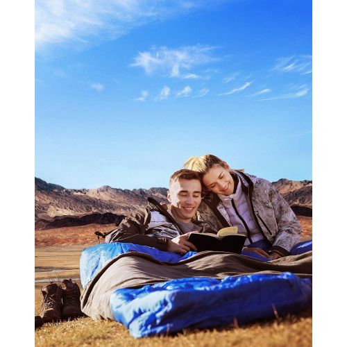  KingCamp Adults Sleeping Bag with Compression Sack- Lightweight Waterproof Envelope Warm 10.4f-12c Oversize Extreme Wide, Great for Camping Hiking Traveling Outdoor Activities