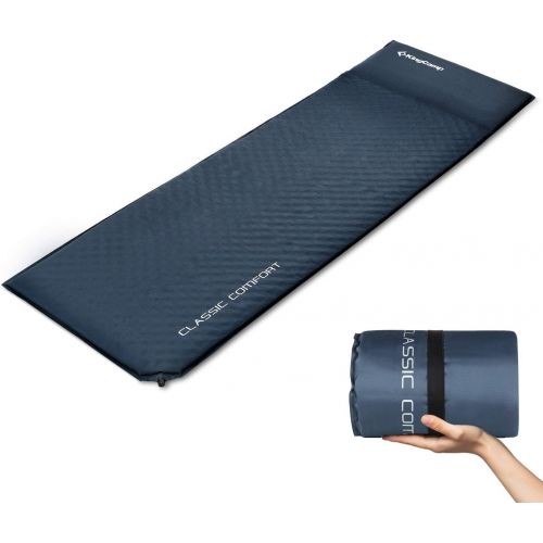  KingCamp Sleeping Pad - Self-Inflating Lightweight Foam Mat Pads Compact Comfortable Mats with Built-in Pillows, Suitable for Camping Hiking Backpacking Traveling Outdoor Activitie