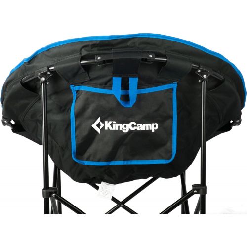  KingCamp Moon Saucer Camping Folding Round Chair Padded Seat Heavy Duty Steel Frame with Cup Holder and Back Pocket