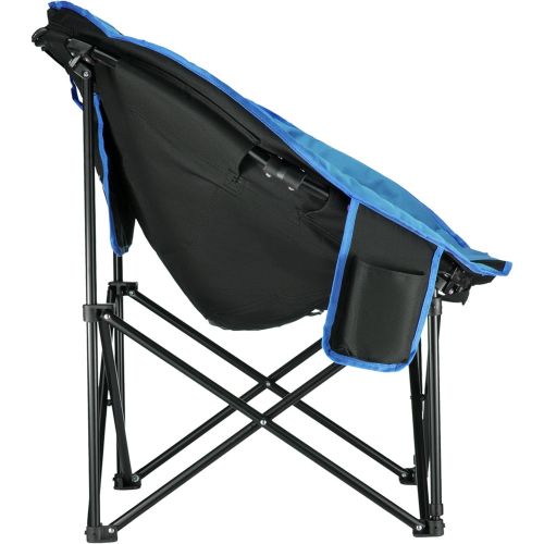  KingCamp Moon Saucer Camping Folding Round Chair Padded Seat Heavy Duty Steel Frame with Cup Holder and Back Pocket