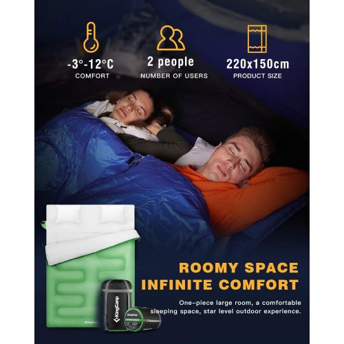  Visit the KingCamp Store KingCamp Camping Sleeping Bag for Adults Youth 3 Season Lightweight, Waterproof, Cotton Sleeping Bag, Double and Single Size-6 Colors for Hiking, Outdoor Activities