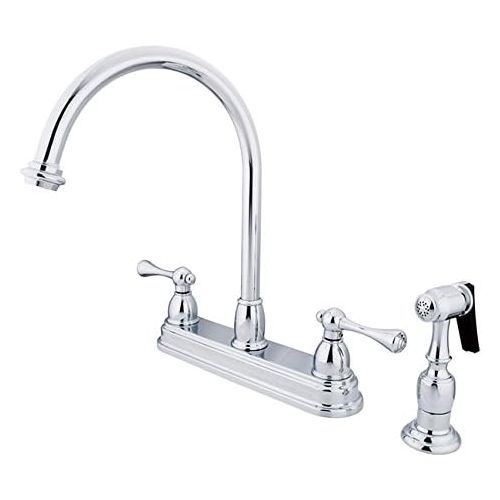  Visit the Kingston Brass Store Kingston Brass KB3752BLBS Vintage set Kitchen Faucet with Brass Sprayer, 8-1/2-Inch, Polished Brass