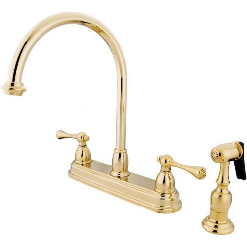  Visit the Kingston Brass Store Kingston Brass KB3752BLBS Vintage set Kitchen Faucet with Brass Sprayer, 8-1/2-Inch, Polished Brass