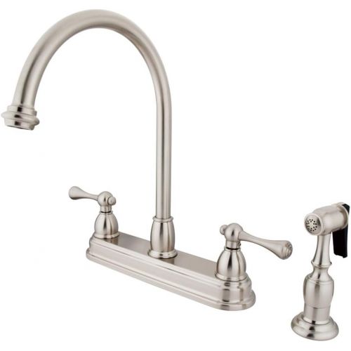  Visit the Kingston Brass Store Kingston Brass KB3752BLBS Vintage set Kitchen Faucet with Brass Sprayer, 8-1/2-Inch, Polished Brass