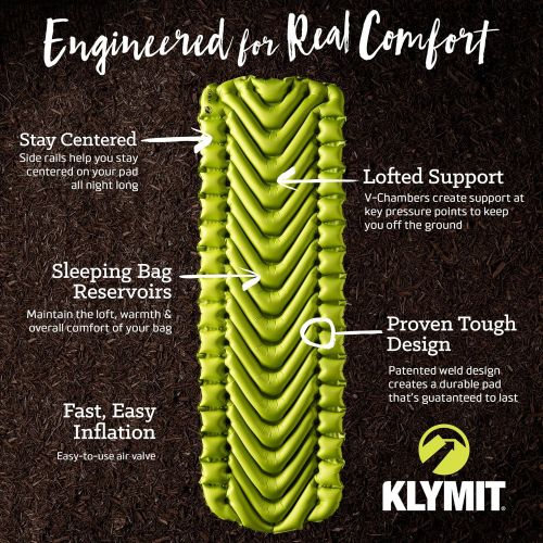  [아마존베스트]Klymit Static V2 Sleeping Pad, Ultralight, (12% Lighter), Great for Camping, Hiking, Travel and Backpacking