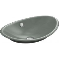 Kohler KOHLER K-5403-P5-KC Iron Plains Wading Pool Oval Bathroom Sink With Iron Black Painted Underside, Vapor Blue