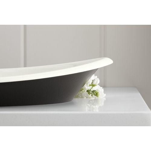  Kohler KOHLER K-5403-P5-KC Iron Plains Wading Pool Oval Bathroom Sink With Iron Black Painted Underside, Vapor Blue