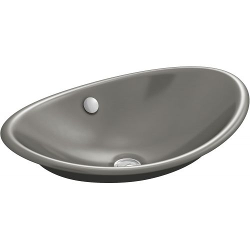  Kohler KOHLER K-5403-P5-KC Iron Plains Wading Pool Oval Bathroom Sink With Iron Black Painted Underside, Vapor Blue