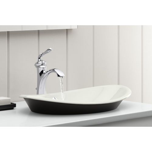  Kohler KOHLER K-5403-P5-KC Iron Plains Wading Pool Oval Bathroom Sink With Iron Black Painted Underside, Vapor Blue