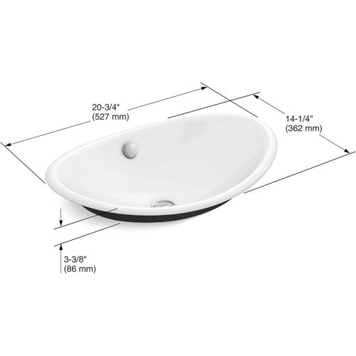  Kohler KOHLER K-5403-P5-KC Iron Plains Wading Pool Oval Bathroom Sink With Iron Black Painted Underside, Vapor Blue