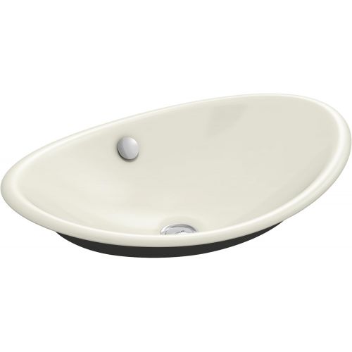  Kohler KOHLER K-5403-P5-KC Iron Plains Wading Pool Oval Bathroom Sink With Iron Black Painted Underside, Vapor Blue