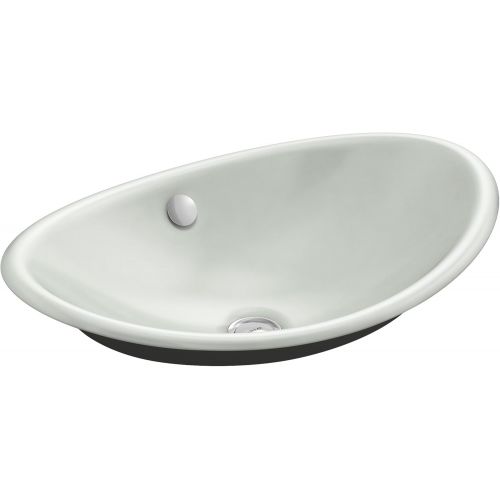  Kohler KOHLER K-5403-P5-KC Iron Plains Wading Pool Oval Bathroom Sink With Iron Black Painted Underside, Vapor Blue