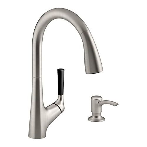 Visit the Kohler Store Kohler K-R562-SD-VS Malleco Pull-down Kitchen Sink Faucet with Soap/Lotion Dispenser, Vibrant Stainless